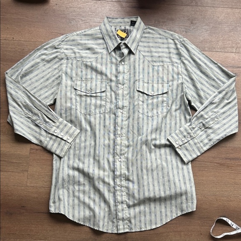 Roper Striped Gray and White Men's Shirt ! Large